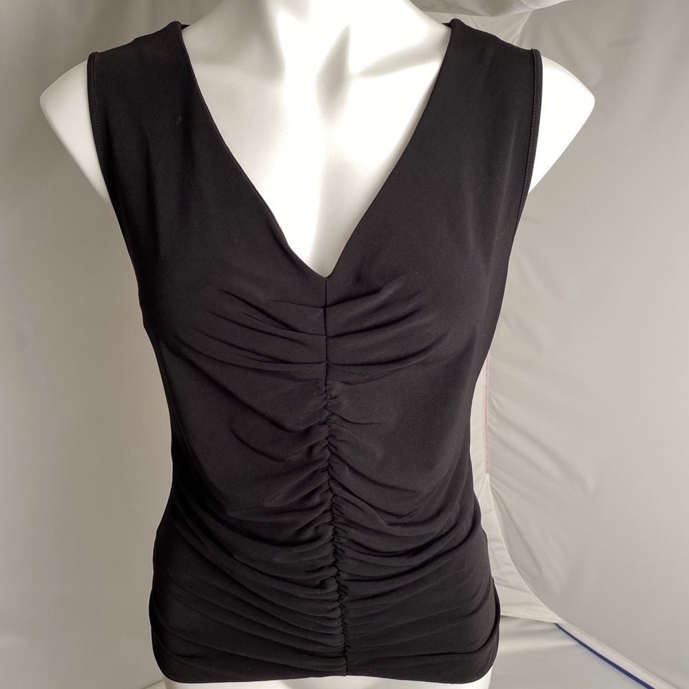 Calvin Klein black sleeveless ruched front top